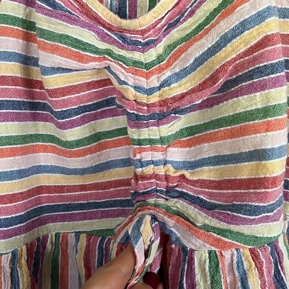 LANE BRYANT Multi Stripe Crinkle Cotton Top w/Cinched Tie Front, Sz 22, GUC. - Picture 4 of 7